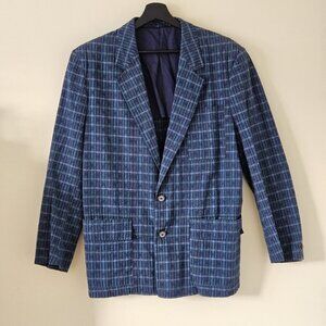 Azzurra Blazer Men 46 R Multi Seersucker Cotton Lined Sleeves Double Vented Boho